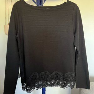 Loft, Black, Long Sleeve shirt with lace detail